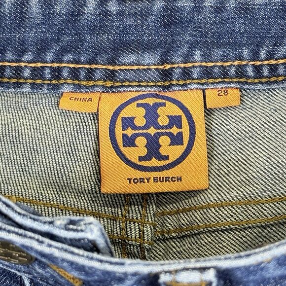Tory Burch Studded Super Skinny Medium Wash 8" Low Rise Jeans Women's 28 - Picture 6 of 8